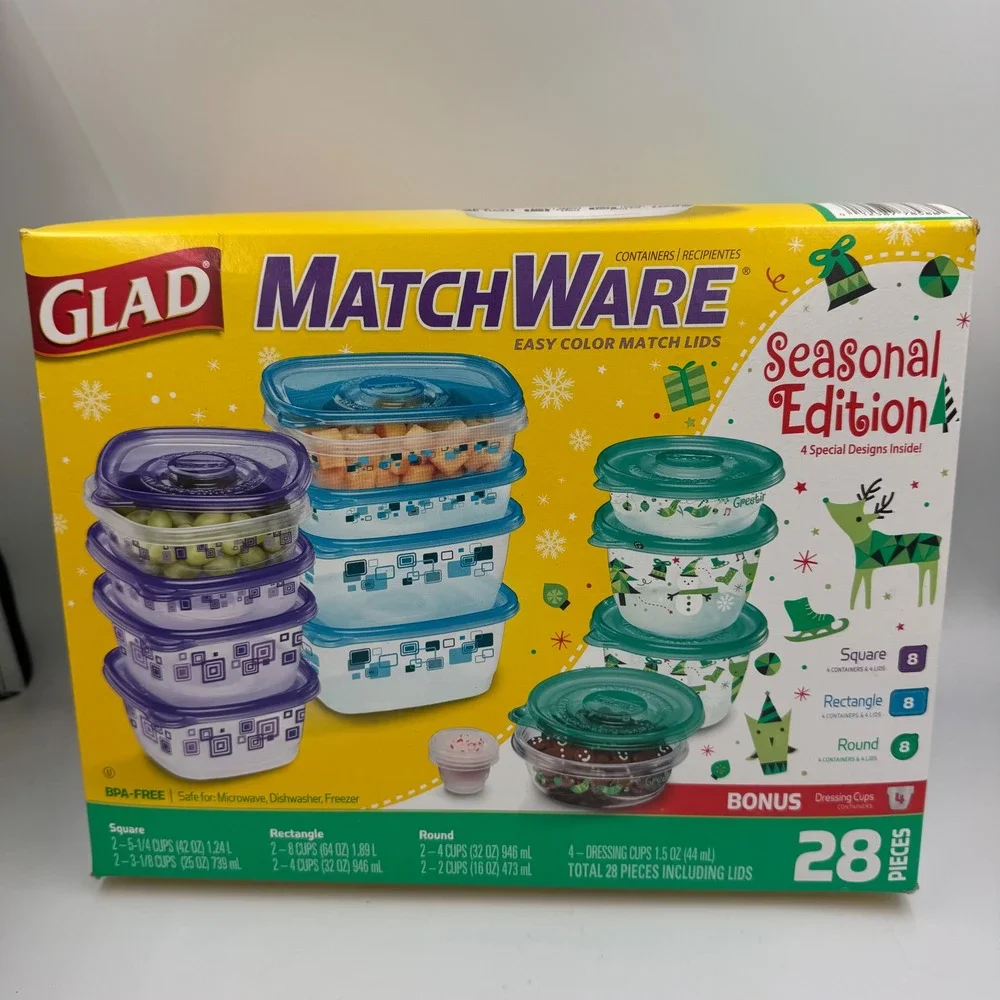 Glad MatchWare Food Storage Containers 28pc Multicolor Seasonal‎ Holiday